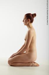 Nude Woman White Sitting poses - ALL Slim medium colored Sitting poses - on knees Pinup